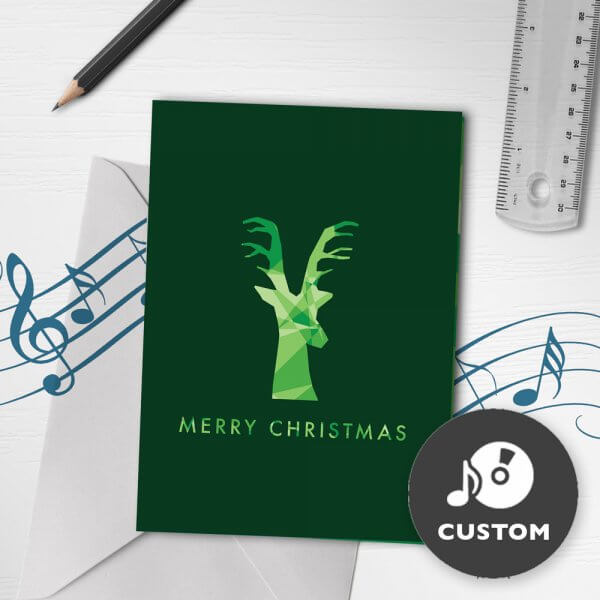 Christmas-dimensions-dark-green-greeting-card-front-5x7-custom-sound